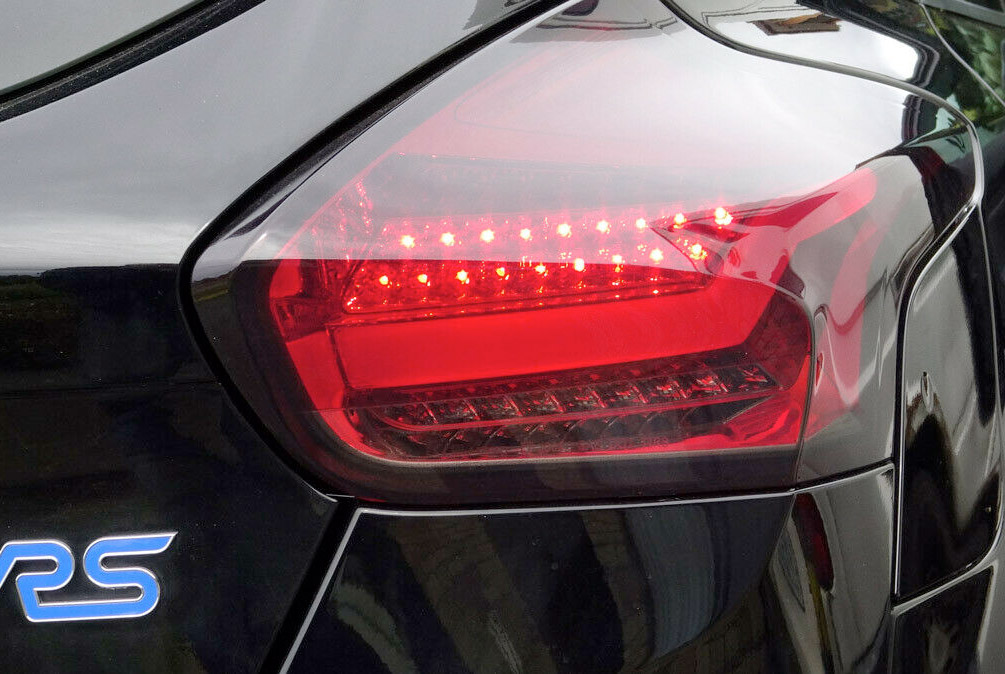 Red Smoked Rear Lights on Shadow Black Mk3 Focus RS